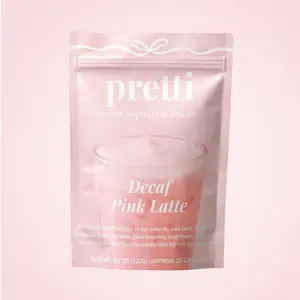 Pretti Decaf Pink Latte – Creamy Vanilla Coffee Mix with Arabica Coffee & Beetroot | Naturally Pink, Low Calorie, Vegan, 20 Servings