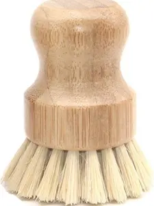 Natural Sisal Dish Washing Brush Bamboo Round Scrub Brush Pots Pans Vegetables Household Cleaning Brush… (Sisal)