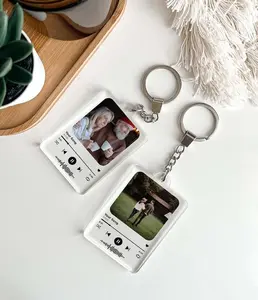 Personalized Photo Picture ACrylic Keychain, Christmas Gifts, Anniversary Keychain, Couple Gift, Music Album Cover Scan/Play Favorite Song On Phone