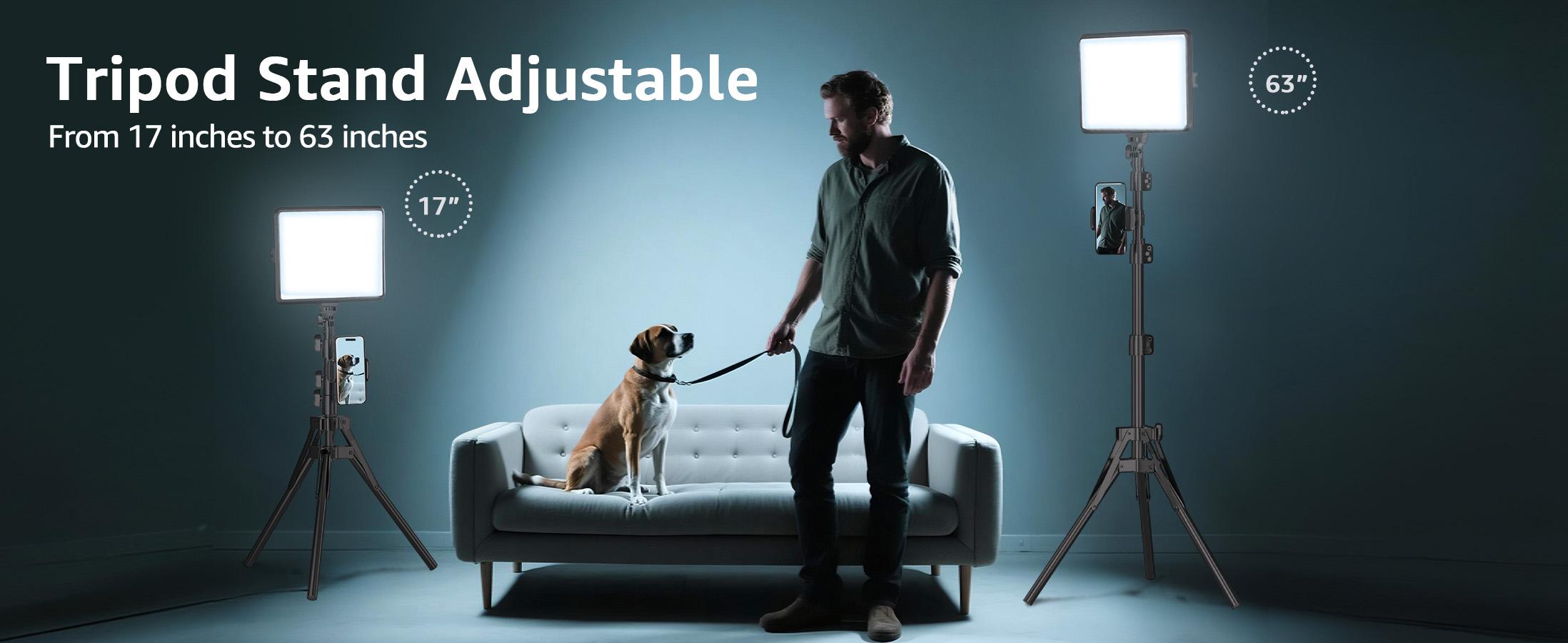 NiceVeedi Studio Light 2-Pack LED Video Light Kit with Tripod Stand & Phone Holder, 2800-6500K Dimmable, 73" Stream Light for Video Recording