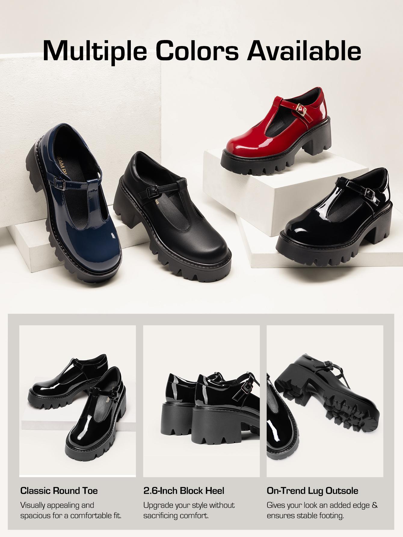 DREAM PAIRS Women's Retro T-Strap Chunky Heel Platform Shoes Comfortable Girl Stylish Classy High Wedge Lolita Mary Jane