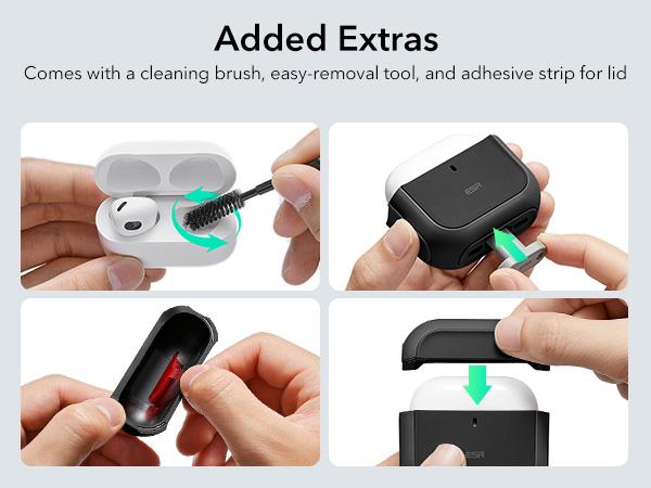 ESR for AirPods 4 Case, Airpods Pro Case 2nd/1st Gen (2023/2022/2019) Case (HaloLock), Compatible with MagSafe, Full Drop Protection Cover with Lanyard, Magnetic Lid Lock, Orbit Hybrid Series