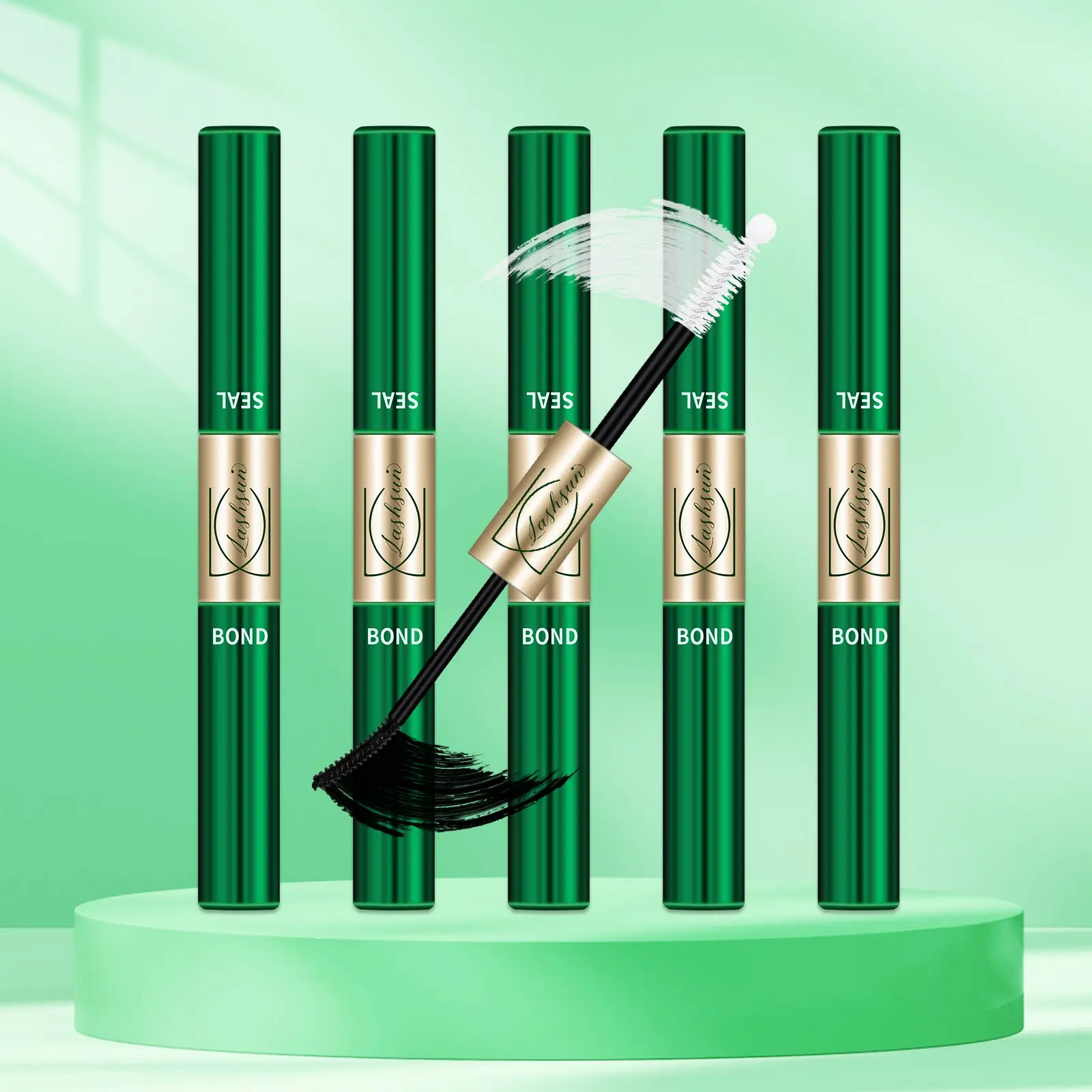 Lashsun 5 PCS Eyelash Bond&Seal Waterproof False Eyelash Adhesive Eyelash Extension Eyelash Cluster Glue Lashes Glue, 10ml 2-IN-1 Eyelash Cluster Glue DIY Eyelash Clusters DIY Eyelash Extension At Home Cosmetic Eyelash Fixer Diy Lash Tools