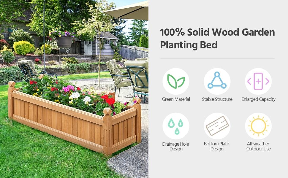 Yaheetech Wooden Raised Garden Bed, Wood Rectangular Garden Planter, Raised Planter Box for Yard/Greenhouse/Home Vegetable/Flower/Greens Planting, Light Brown