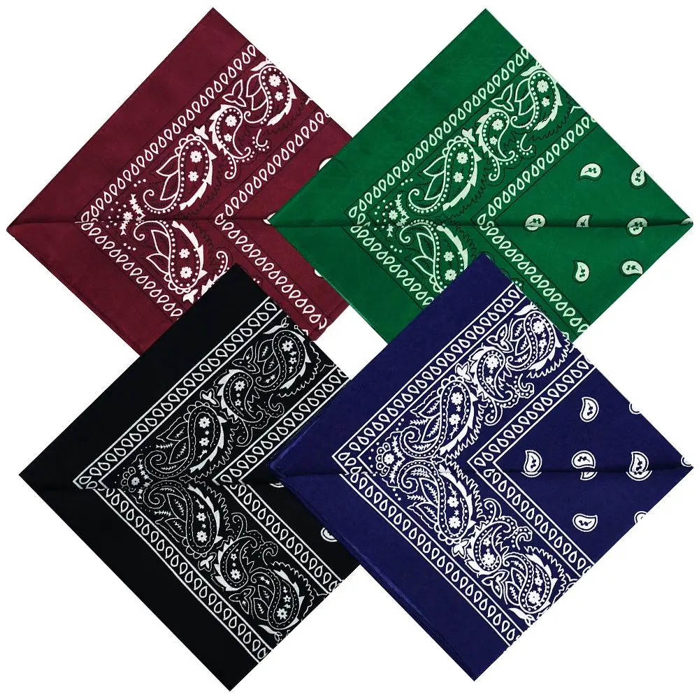 4 Pack Bandanas 22x22 inches - Multi-Purpose Square Scarfs for Men & Women, Headbands, Face Cover
