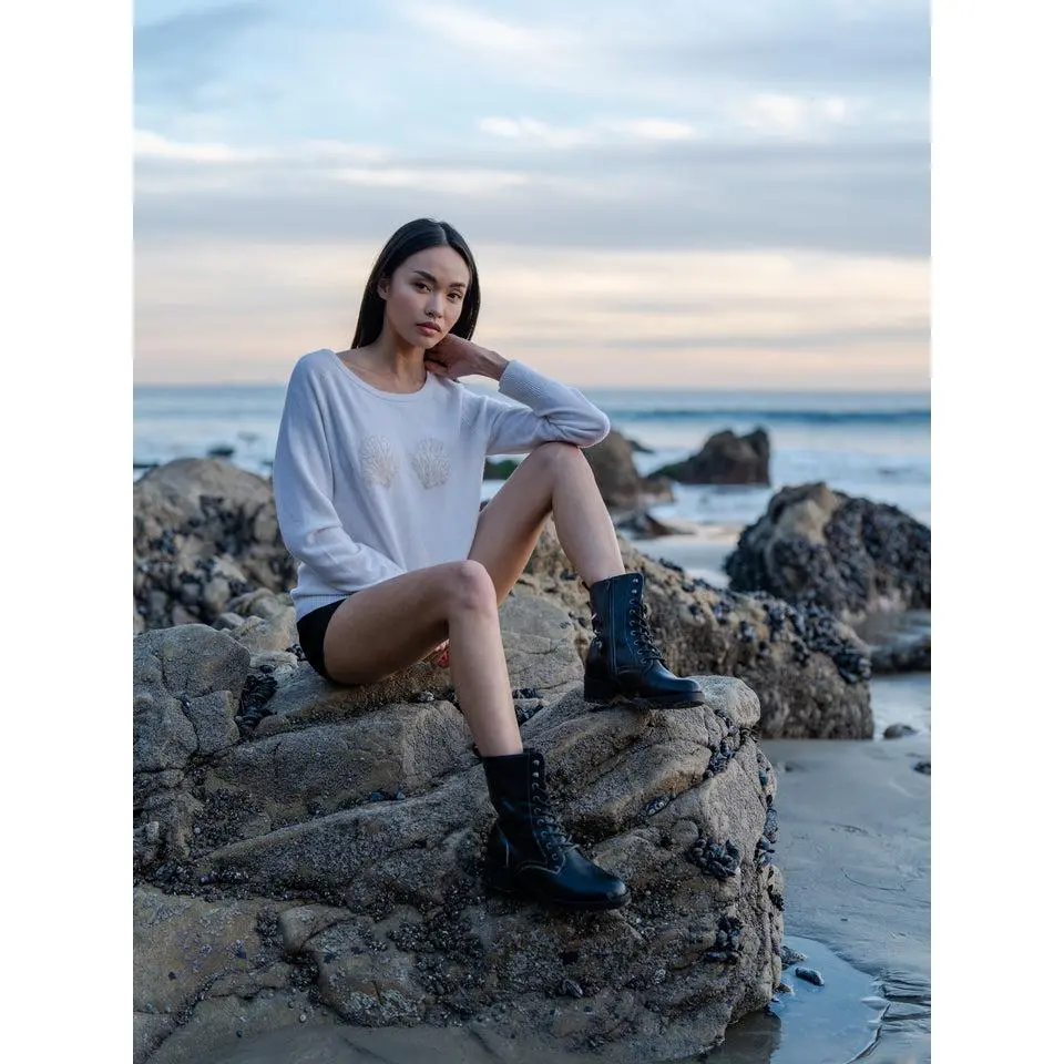 Broken Shell Cashmere Sweater in White