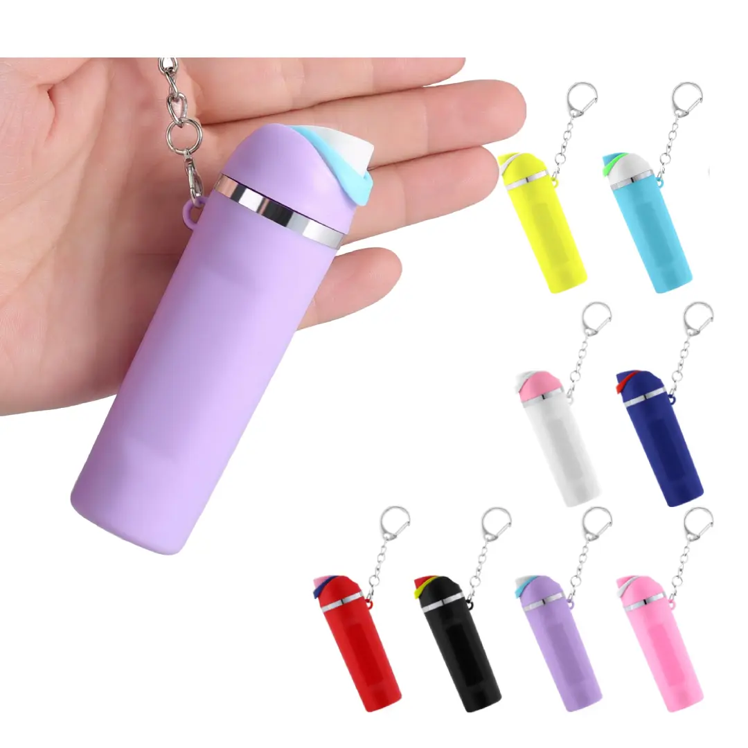 8 Pack Cute Mini Tumbler Keychain Set - Multi-Function Portable Alloy Chapstick Holder Keyring, Keychain for Bags, Owala Bottle Accessory, Small Purse Organizer Fashion Charm, Multi Function Keychain