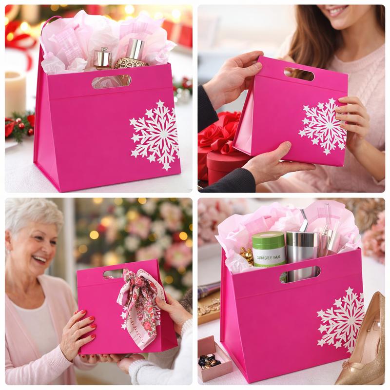 Gift Bags, Valentine's Day Gift Box, Mother's Day Gift Box, Holiday Bags, Tote Gift Bags, Portable、Foldable and Reusable, For Presents, Birthday Box, Gift Packging, Party, Family or Business——Free Scarf