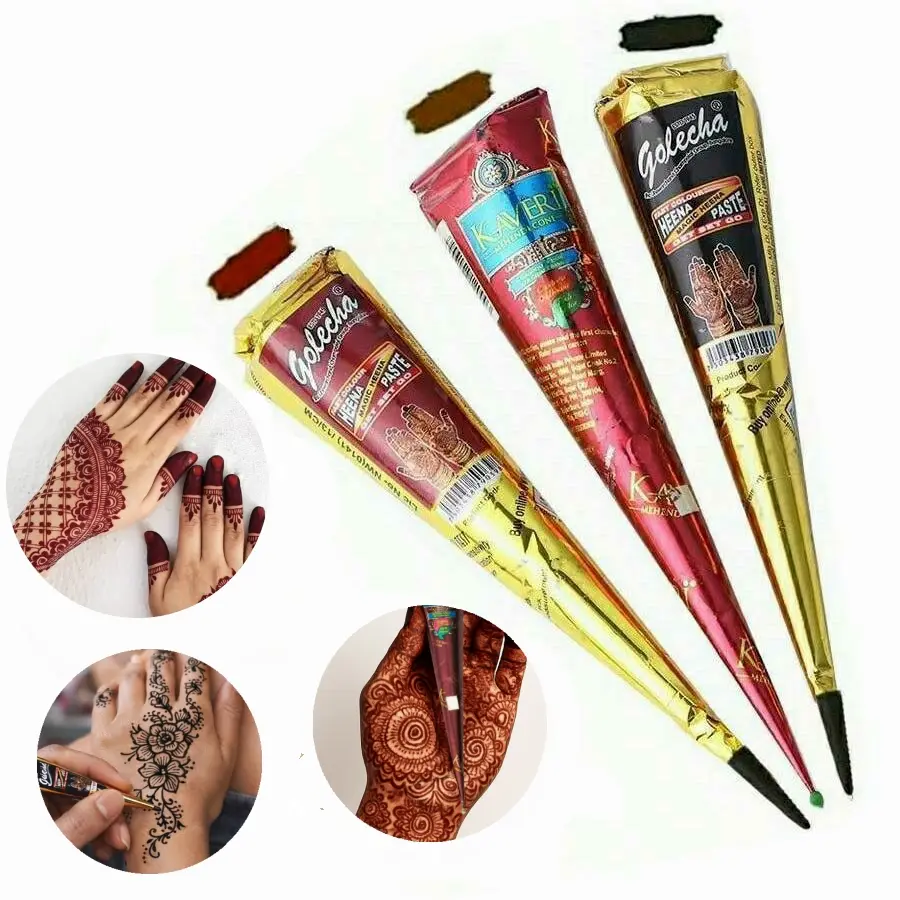 3 Pcs Henna Tattoo Paste, Body Paint Henna, Temporary Waterproof Body Art, Leg Body Makeup, Cosmetics Makeup Products, Henna Design Cream, Ideal for Creative Body Design
