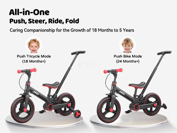 【ChristmasGifts】JMMD Multi-Functional 6-in-1 Toddler Bike for 18-60M Baby Balance Bike with Training Wheels, Pedals & Push Handle | Ride-On Toy with Brakes & Kickstand | First Birthday Gift for Baby Boys & Girls 【ChristmasGifts】JMMD Multi-Functional 6-in-1 Toddler Bike for 18-60M Baby Balance Bike with Training Wheels, Pedals & Push Handle | Ride-On Toy with Brakes & Kickstand | First Birthday Gift for Baby Boys & Girls