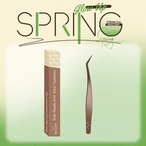 MAXCOMFI Grip-Ready Anti-Stick Tweezers for Lashes Clusters Tip Eyelash Tweezers for False Lashes Straight and Curved Eyelash Tweezers for Professional Artists Girls Women Beginners