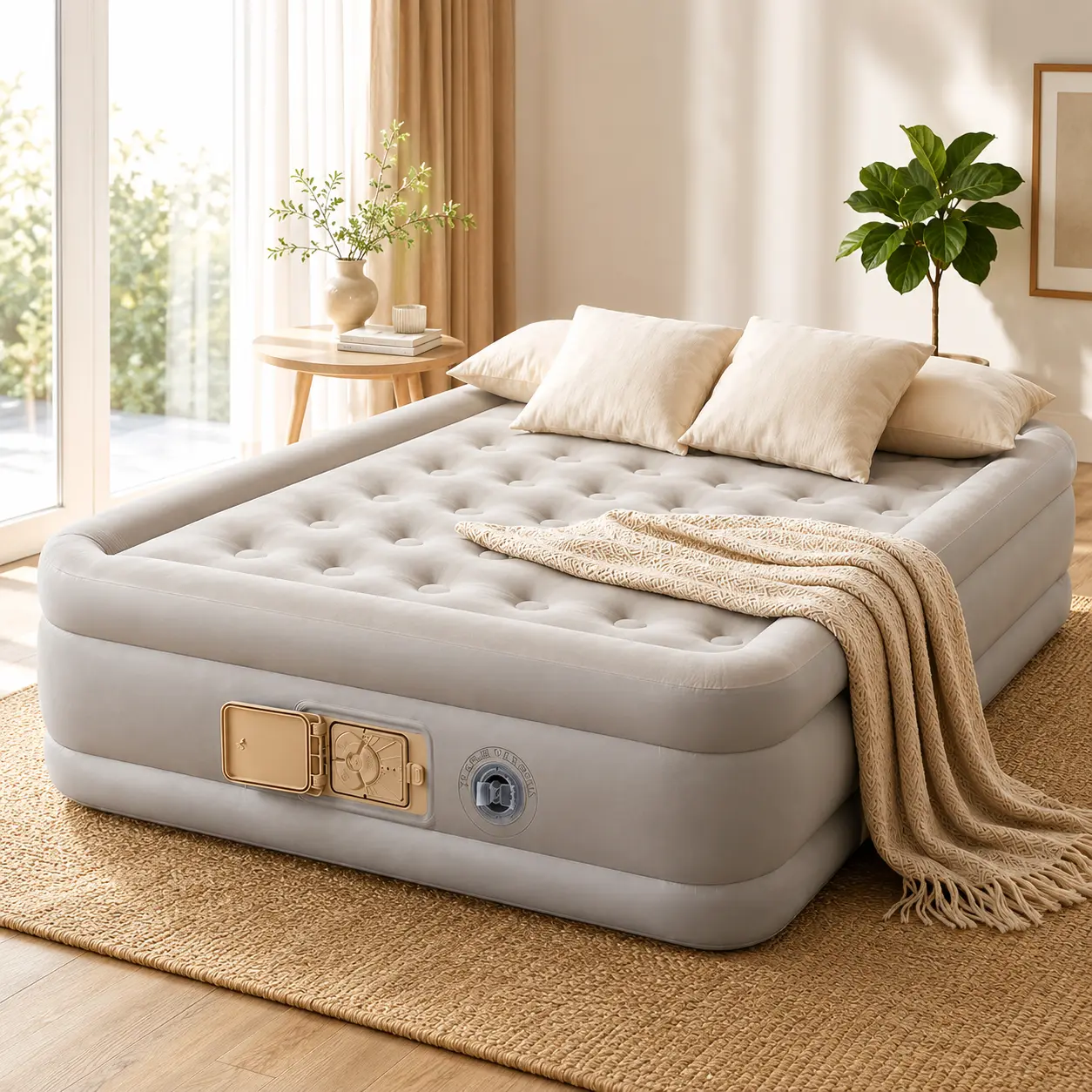 Queen Air Mattress with Built-in Pump, 16" Raised Inflatable Bed for Adults, Quick Inflation Blow Up Mattress, Comfortable Guest Bed for Home Camping Travel
