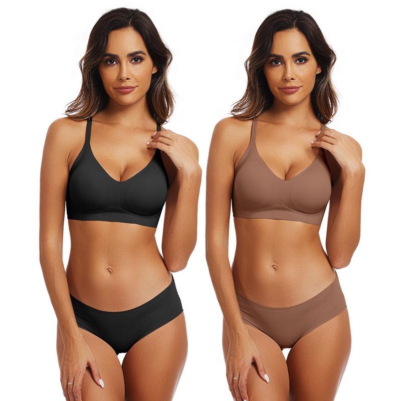 OEAK 2PCS Women Jelly Bras Breathable Adjustable Wireless Full Coverage Soft Everyday Seamless Bra No Underwire Comfort Bras Set