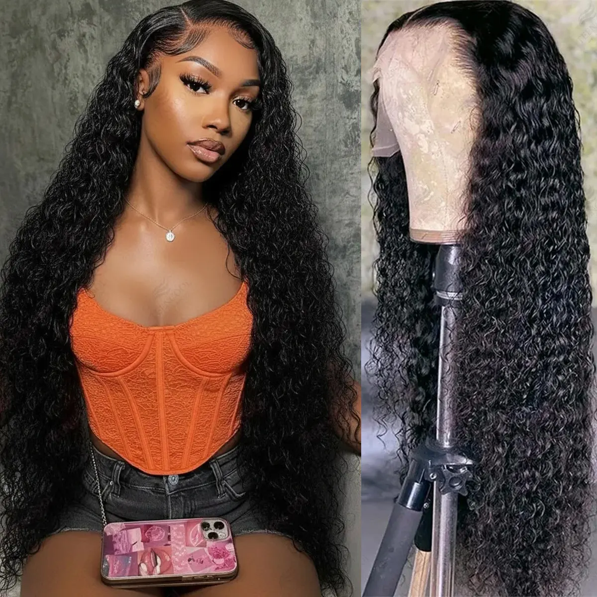13x4 13x6 Deep Wave HD Lace Front Wig Human Hair 180% density Transparent Lace Frontal Wigs For Women Real Hair Wigs PrePlucked Lace Front Wig Hair Weave Extensions Handmade Wig
