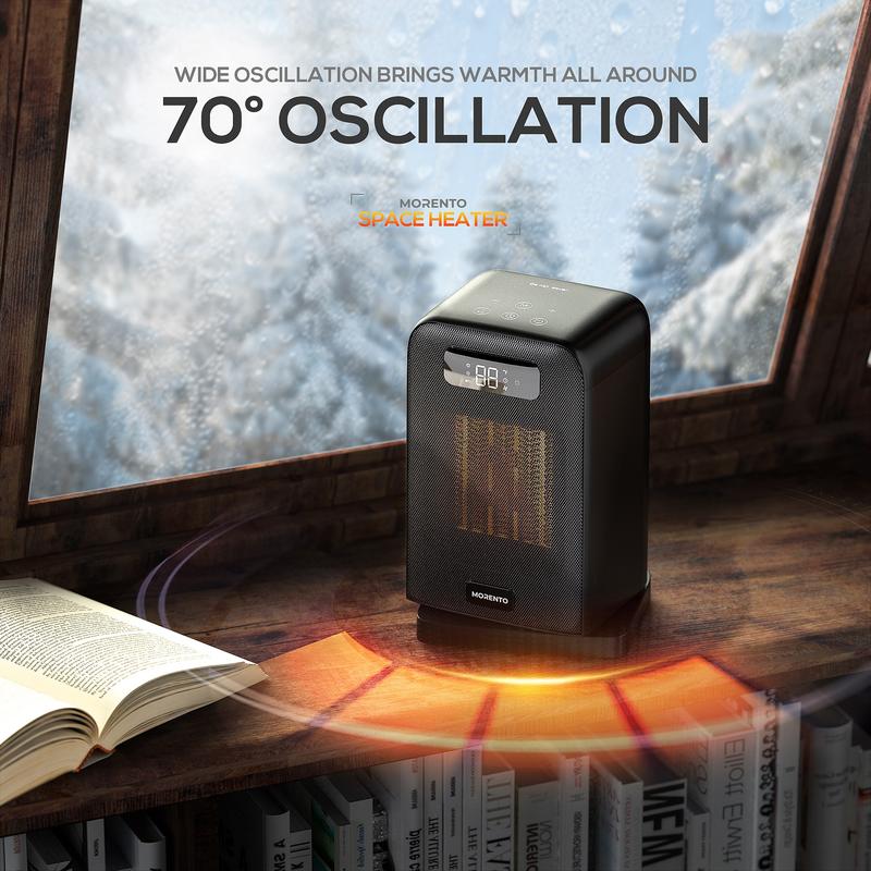 Morento Space Heater Indoor, 1500W Portable Heaters for Indoor Use with Heating and Fan Modes for Bedroom with Thermostat, Safety Heater for Bedroom, Office and Indoor , Electric Multifunction#TikTokShopBlackFriday