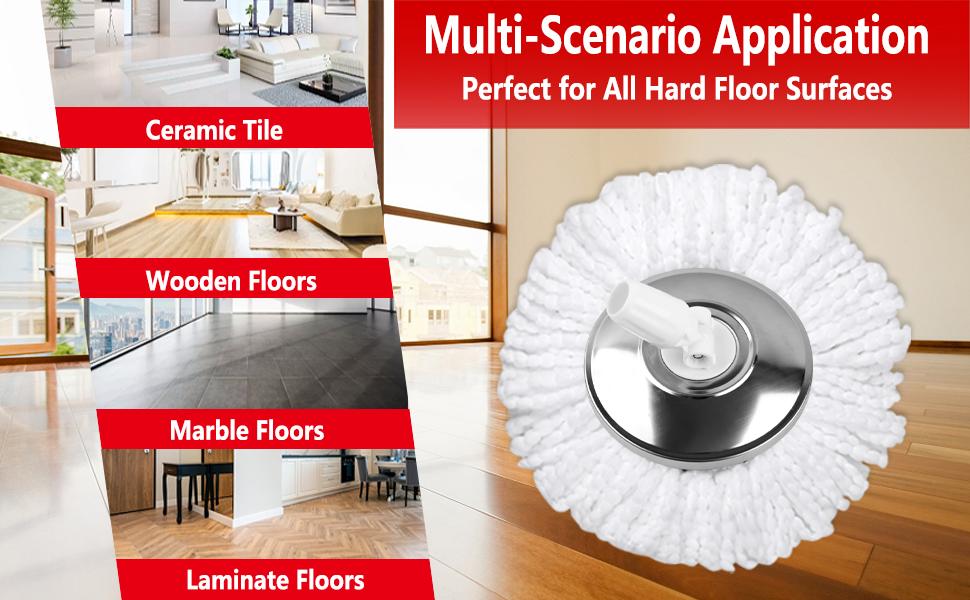 4 Pack Mop Replacement Heads for 360 ° Spin Mop, Microfiber Spin Mop Refills, Easy Cleaning Mop Head Replacement Mop bucket set accessories