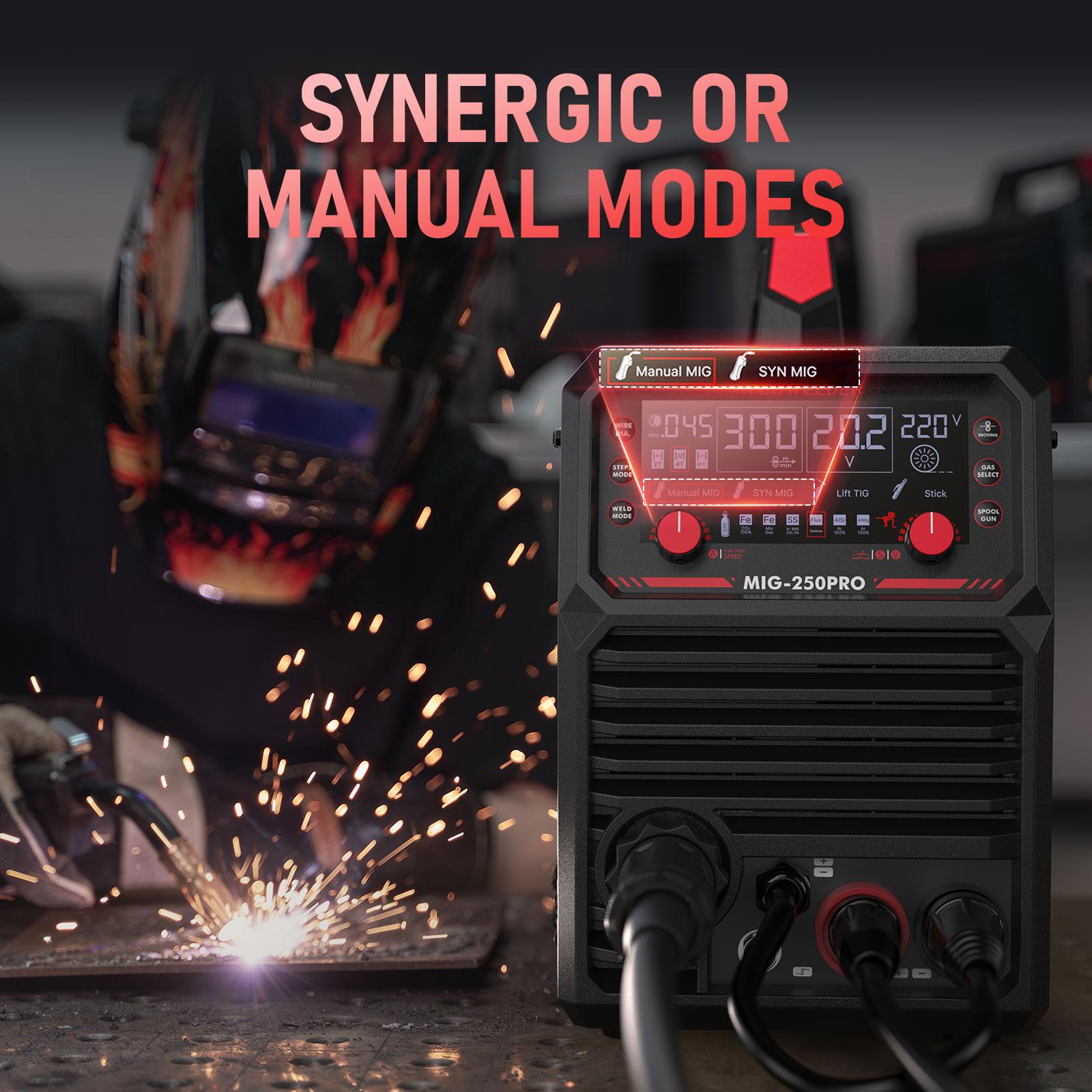 YESWELDER MIG-250PRO 250Amp 110/220V Aluminum MIG Welder with Pulse | 6-In-1 Gas MIG/Pulsed MIG/Flux Core/Spool Gun/Lift TIG/Stick Multiprocess Welding Machine | Spool Gun Compatible