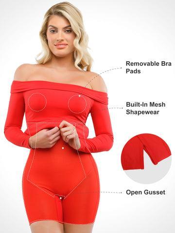 Popilush The Shapewear Dress Off Shoulder Long Sleeve Midi Dresses Womenswear Lady Casual Underwear Longsleeves Casual Wear Basic Popilush The Shapewear Dress Off Shoulder Long Sleeve Midi Dresses Womenswear Lady Casual Underwear Longsleeves Casual Wear Basic