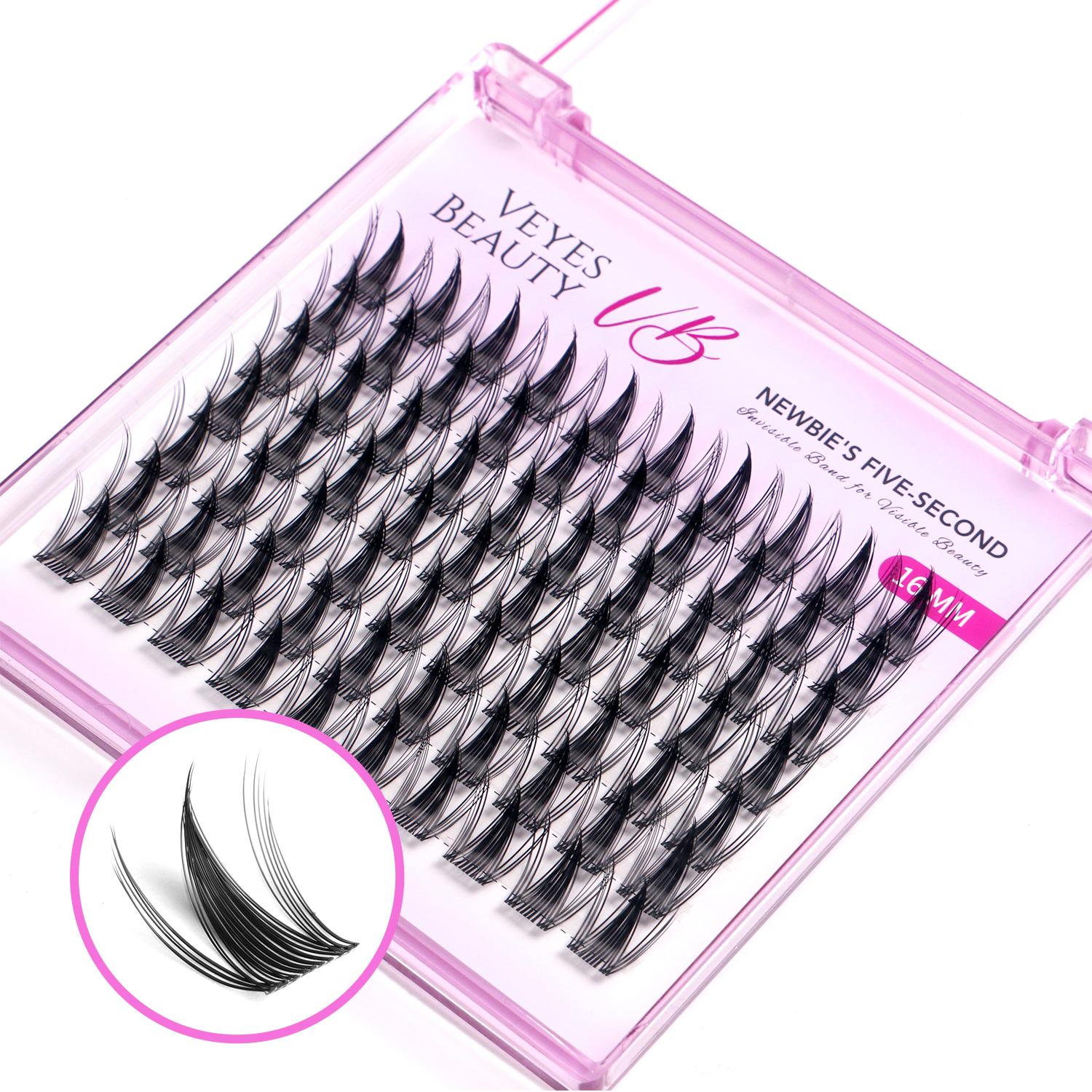 VEYESBEAUTY Manga Single Length Cluster Lash  Invisible Band Wispy Lightweight Softness Weightless Makeup Eyelash Extensions