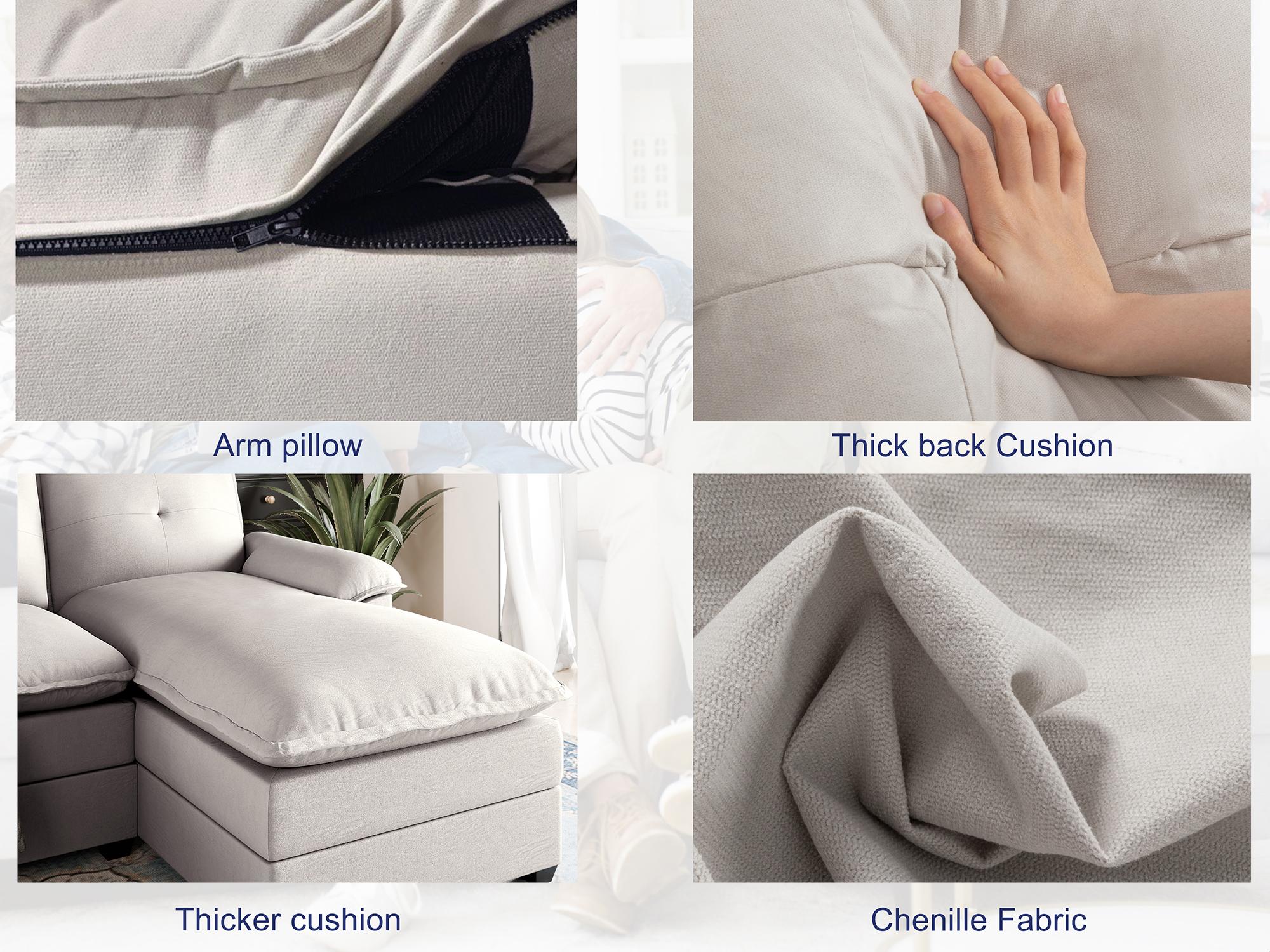 Walsunny 110" Sectional Sofa Couch, U-Shaped Sofa Sleeper with Thick Cushion & Soft Backrest,4 Seat modular Sofa new Couch for Living Room,wayfair