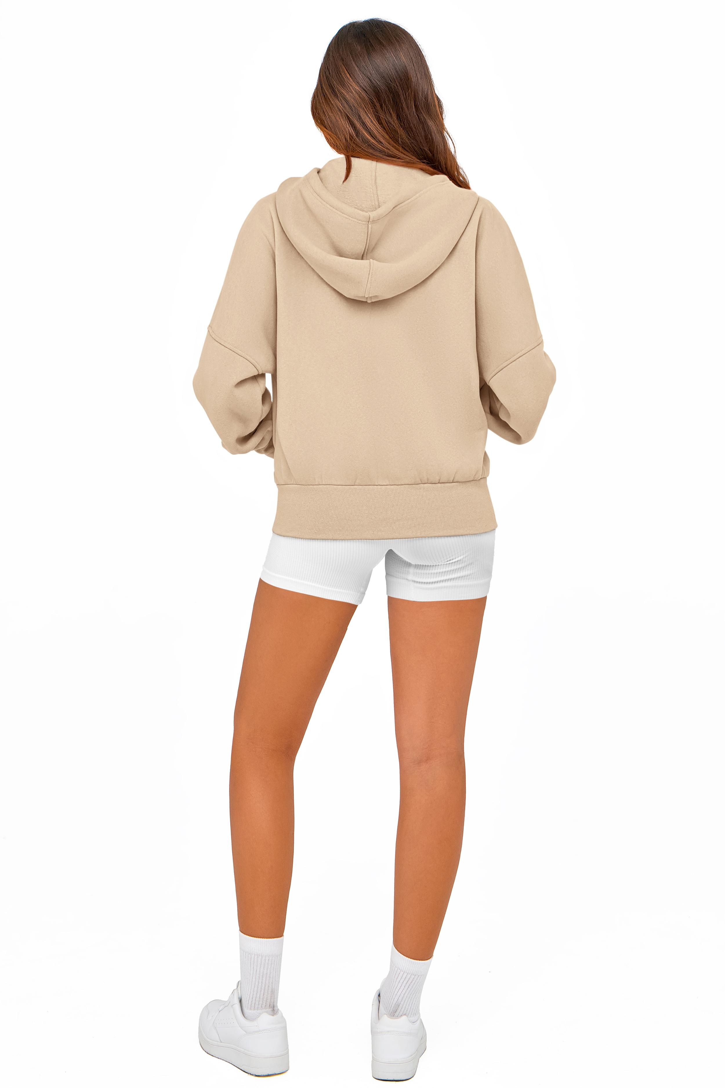 BTFBM Women's Silver Zipper Hoodie Long Sleeve Fleece Y2K Casual Sweatshirt with Pockets for Fall&Winter