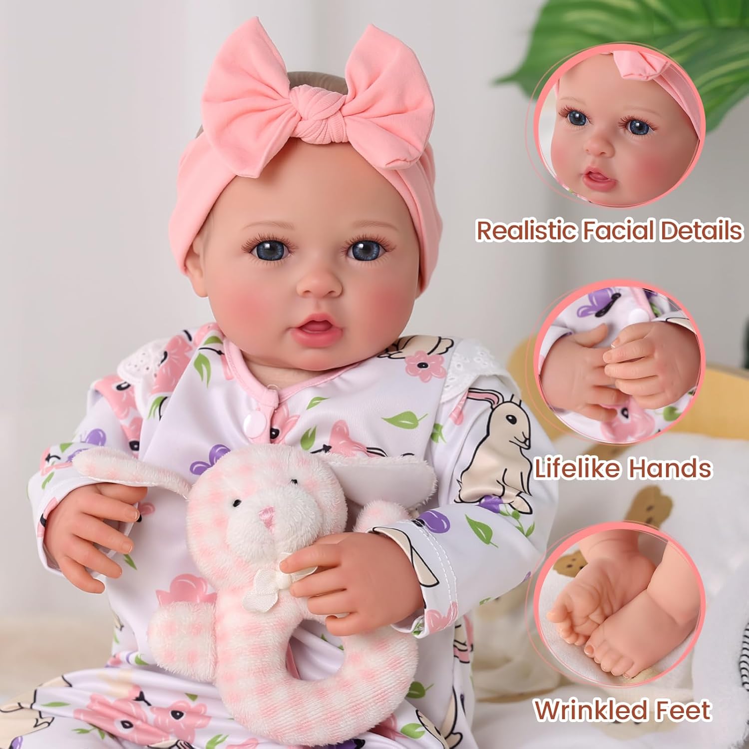 BABESIDE Reborn Baby Dolls - 20 Inch Realistic Awake Baby Doll Girl With Vinyl Hands & Feet, Soft Cloth Body, Accessories Gift Set For Cuddling, Pretend Play Age 3+