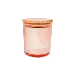 Kimonyx 10 Private Label 12oz Rose Coconut-Apricot Candles with Natural Wood Lid & Wooden Wick Classic 4 Inch Tumbler Cali Jar Design Semi-Transparent Smoky Finish