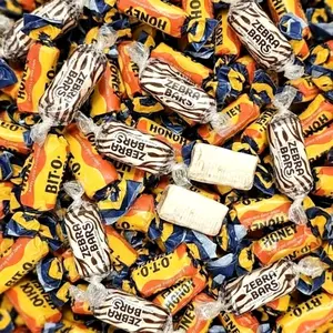 Atkinson's Zebra Bars & Bit-O-Honey Mix 1lb - Toasted Peanut Butter & Honey Almond - Nutty Crunch & Chew Retro Bulk Candy