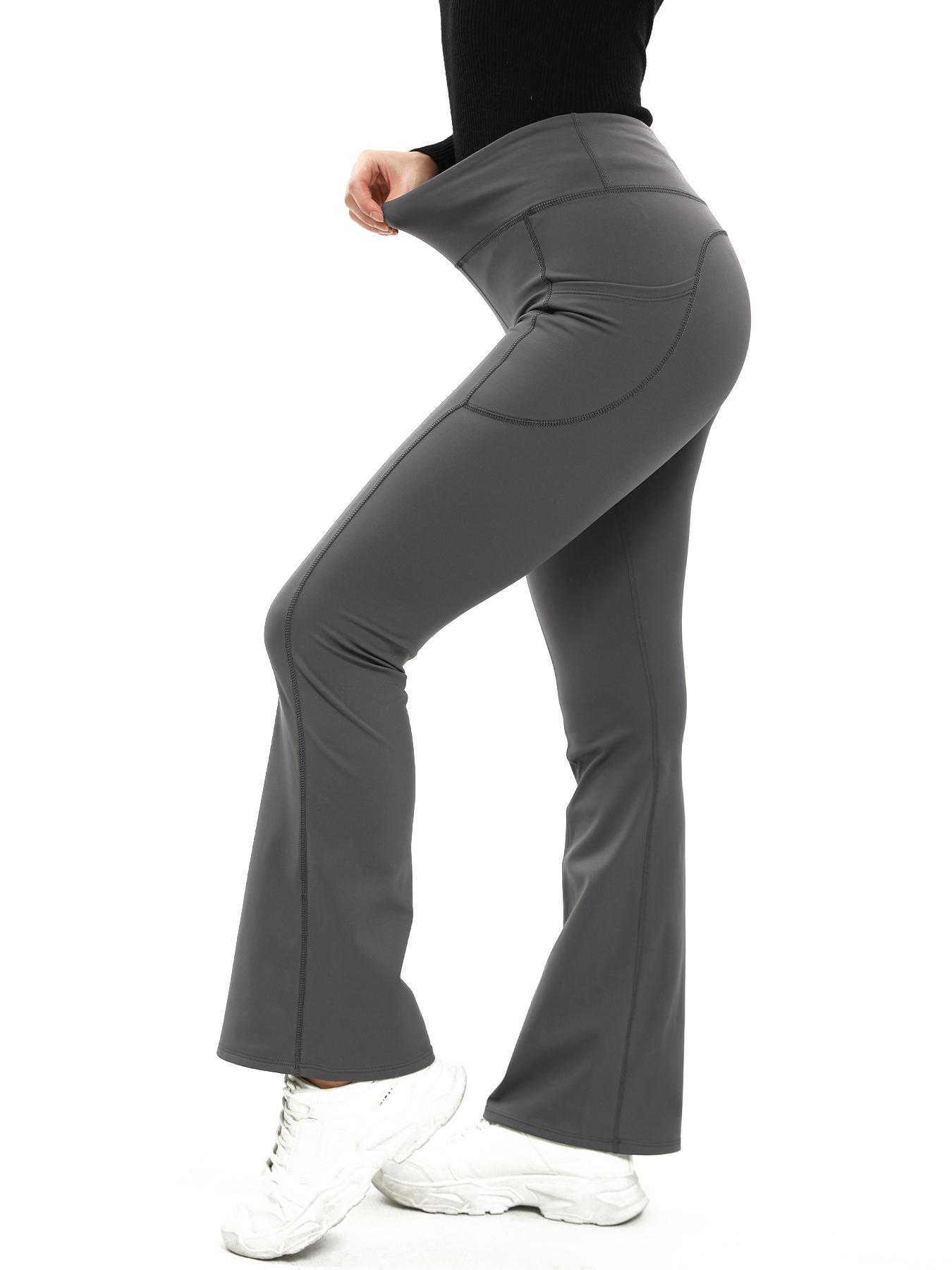 3PCS Warm Fleece-Lined High-Waisted Butt-Lifting Flare Yoga Pants for Women - Leg-Shaping Tights in Dark Gray Light Gray & Black for Winter Daily Wear