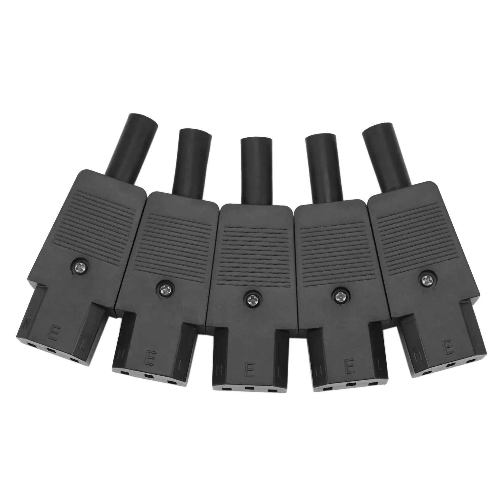 5 x IEC 320 C13 3-Pin Rewireable Female Mains Connector, AC 250V 10A AC Power Supply Socket Adapter, Fits Cables with Diameter Up to 8mm OD for Household Appliances, Vacuums & Floor Care, 3-Pin Rewirable Female Mains Connector