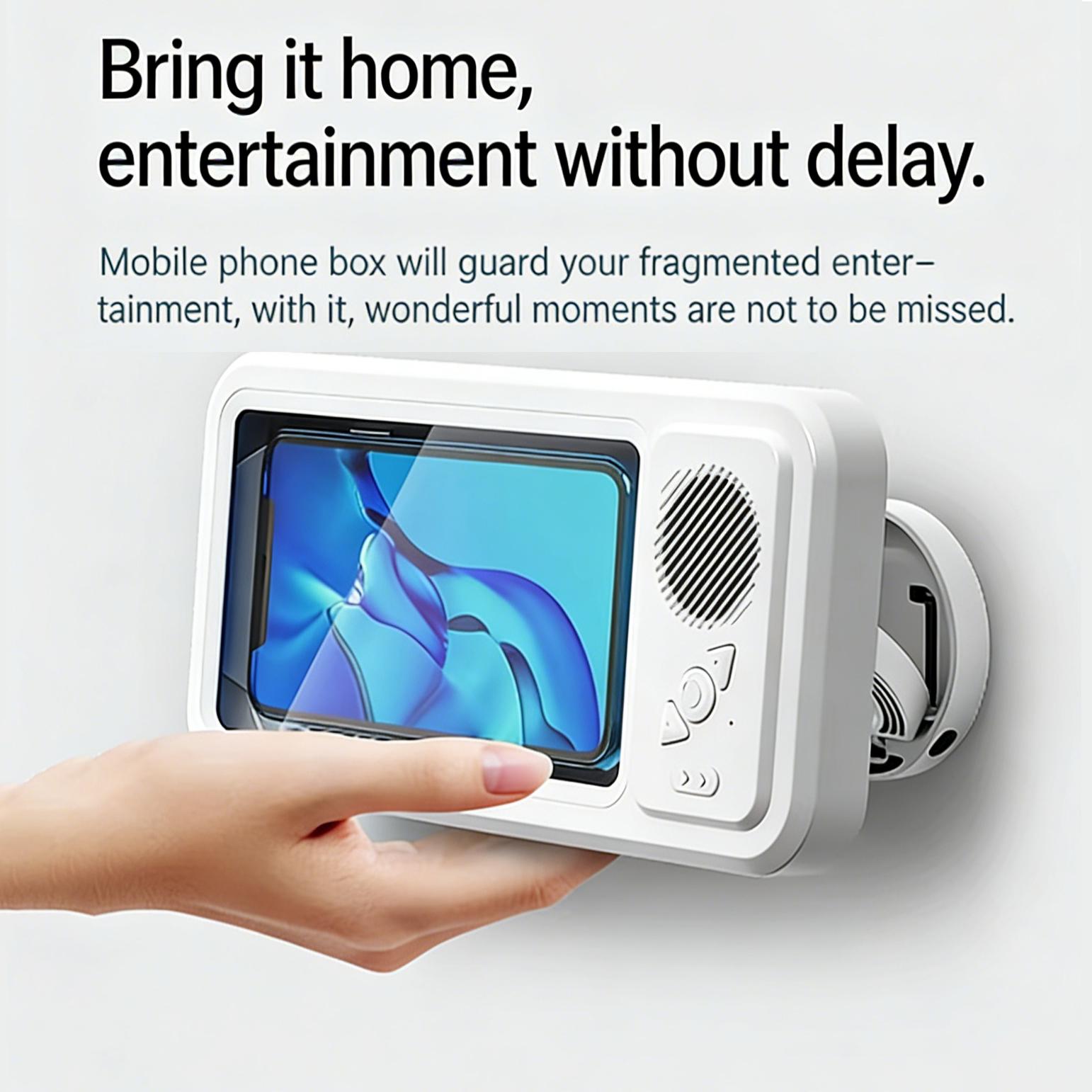 Waterproof Box Speaker Bathroom360°Rotating Touchscreen Bluetooth Speaker forMoviesMusic PhoneHolder Audio Shower TV HolderforSwimming Pool KitchenBathroom Sink -Device