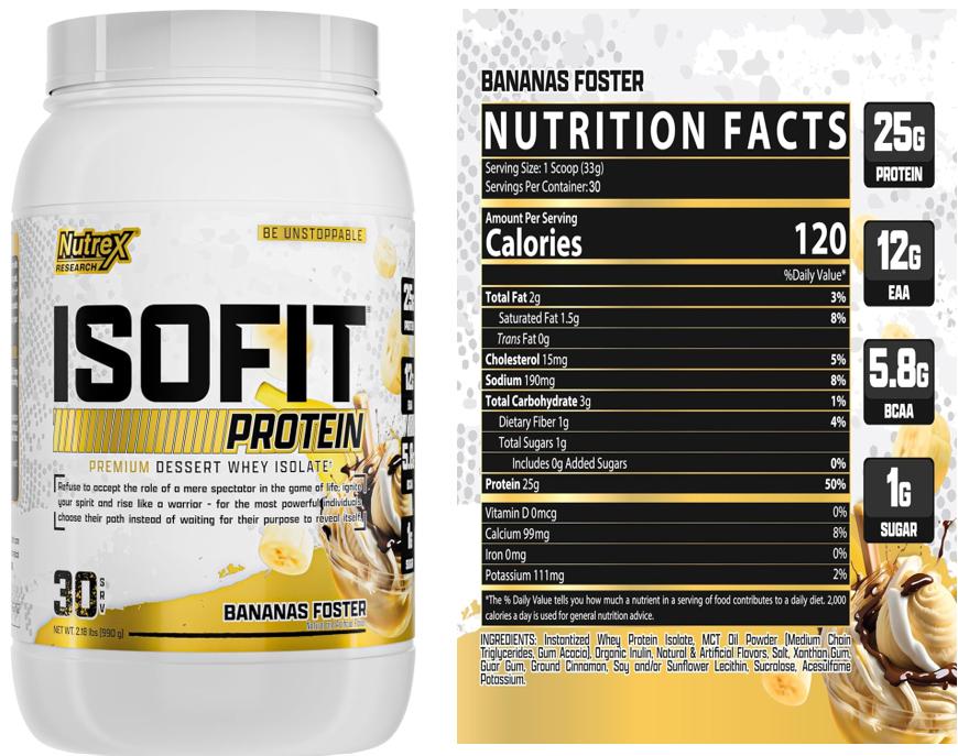 Nutrex Research IsoFit | Whey Protein Powder Instantized 100% Whey Protein Isolate | Muscle Recovery, Keto Friendly | 2lbs 30 Servings