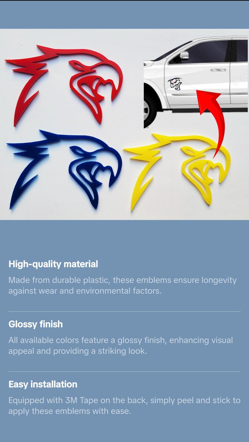 2x Hawk Bird Hellhawk Emblem Logo for Jeep Grand Cherokee Trackhawk SRT