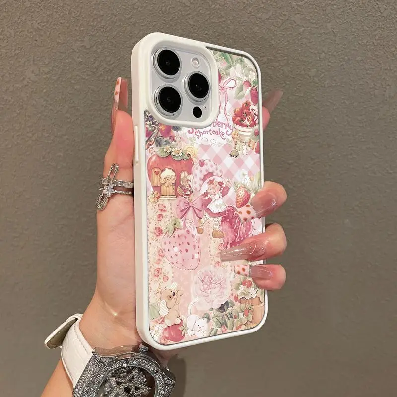 Magnetic Strawberry Shortcake Art Aesthetic Silicone TPU Casing for iPhone 17,16 E Pro Max,15 Plus,14,13,12,11,XS,XR - Protective, Shockproof, Lightweight, Girly, Scratch-Resistant Smartphone, Cellphone, Handheld Devices Case, Cover