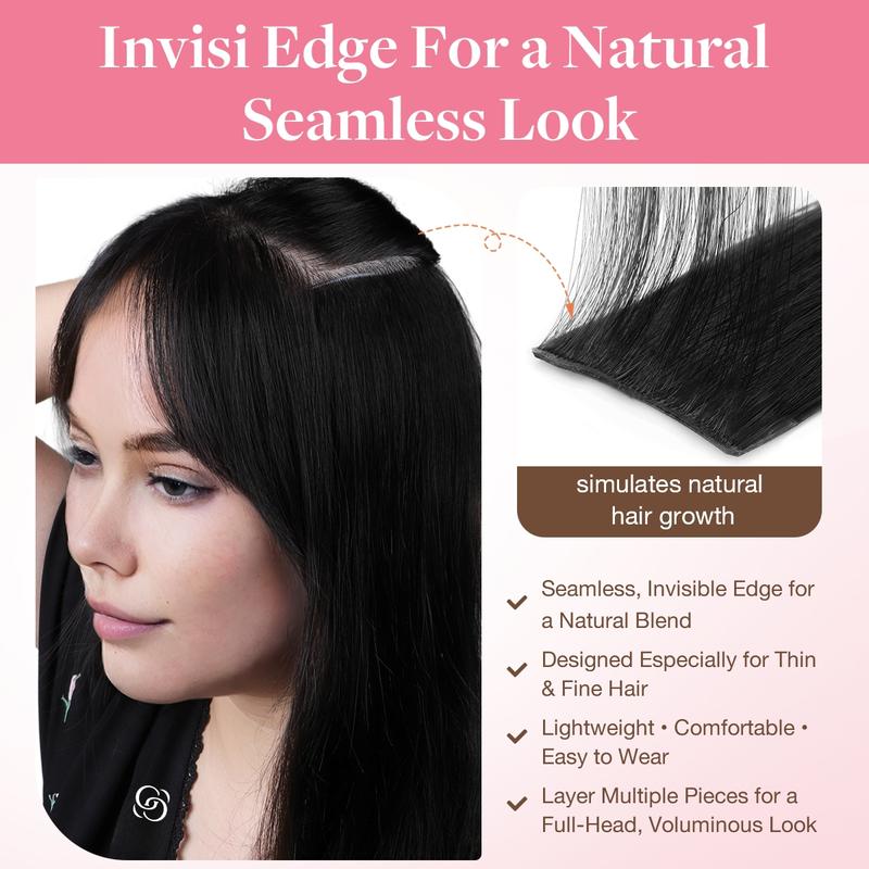 GOO GOO Invisi Edge Tape in Hair Extensions Straight Human Hair, 14inch-24inch 20pcs 50g, Seamless Injected Tape, Virgin Remy Hair, Natural Look