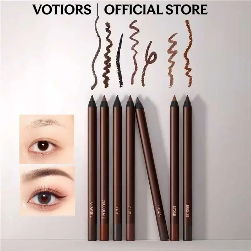 VOTIORS Sharpenable Oil-Resistant Eyeliner Pencil - Crisp, Sharpens Easily, Glides Smoothly, Smudge-Proof, Waterproof, High-Pigment Cosmetic for Daily All-Day Wear Makeup