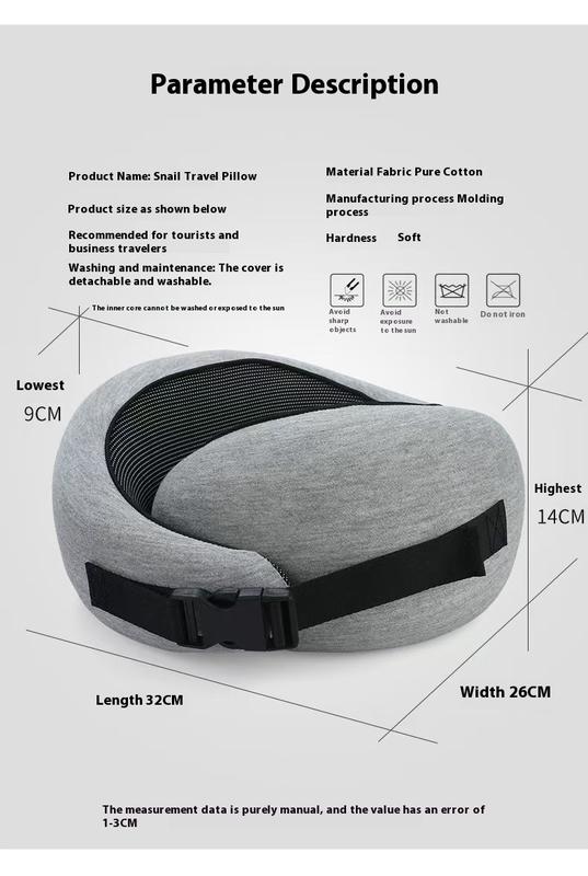 Soft Memory Foam Travel Neck Pillow U Shape Adjustable Support for Comfortable Sleeping on Plane Car Office Noon Break Aerodynamic Design