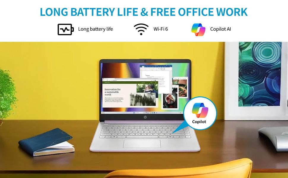 HP 2025 New Laptop for Student Business, Intel N150 CPU(Beats N4120), 14 Inch LED, 4GB RAM, 128GB UFS+256GB MSD, Wi-Fi 6, Copilot AI, Windows 11 Pro, USB HUB