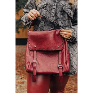 Autumn Treasure Faux Leather Backpack In Wine