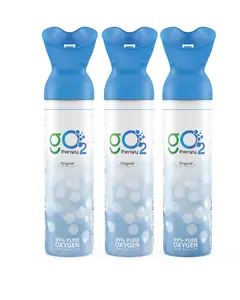 gO2Therapy Portable Oxygen Canister 12L for Sports, Travel, Altitude & Fitness - Includes Mask, Up to 450 Inhalations - 3 Pack