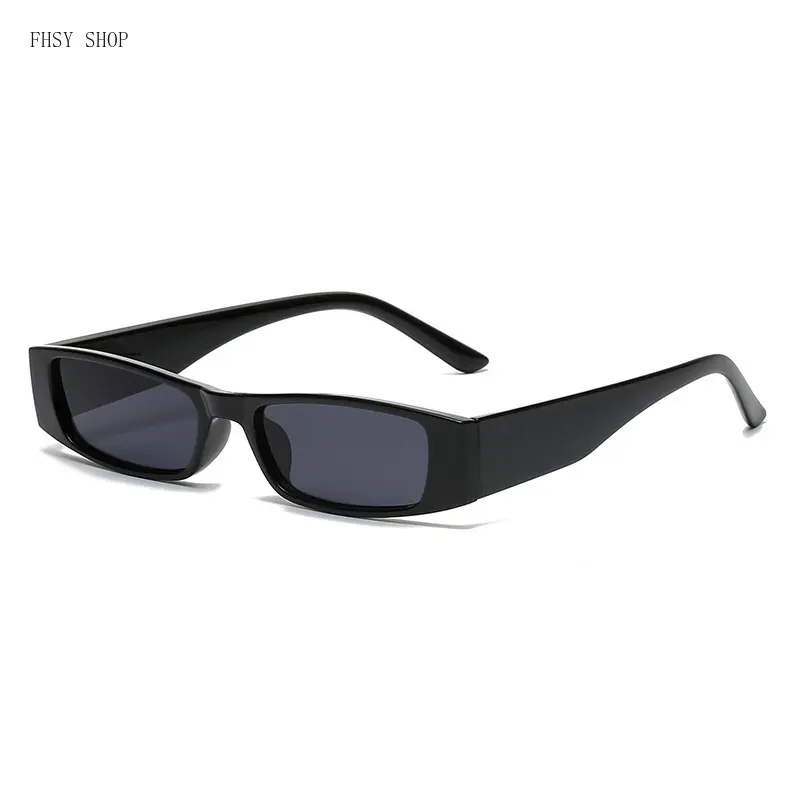 Y2K Slim Rectangle Sunglasses  Women Men, TikTok Viral Retro Streetwear Shades, Narrow Black Frame Fashion Eyewear, Lightweight UV400 Sun Glasses  Party Travel Daily Outfit LED Light Blocking Stickers for