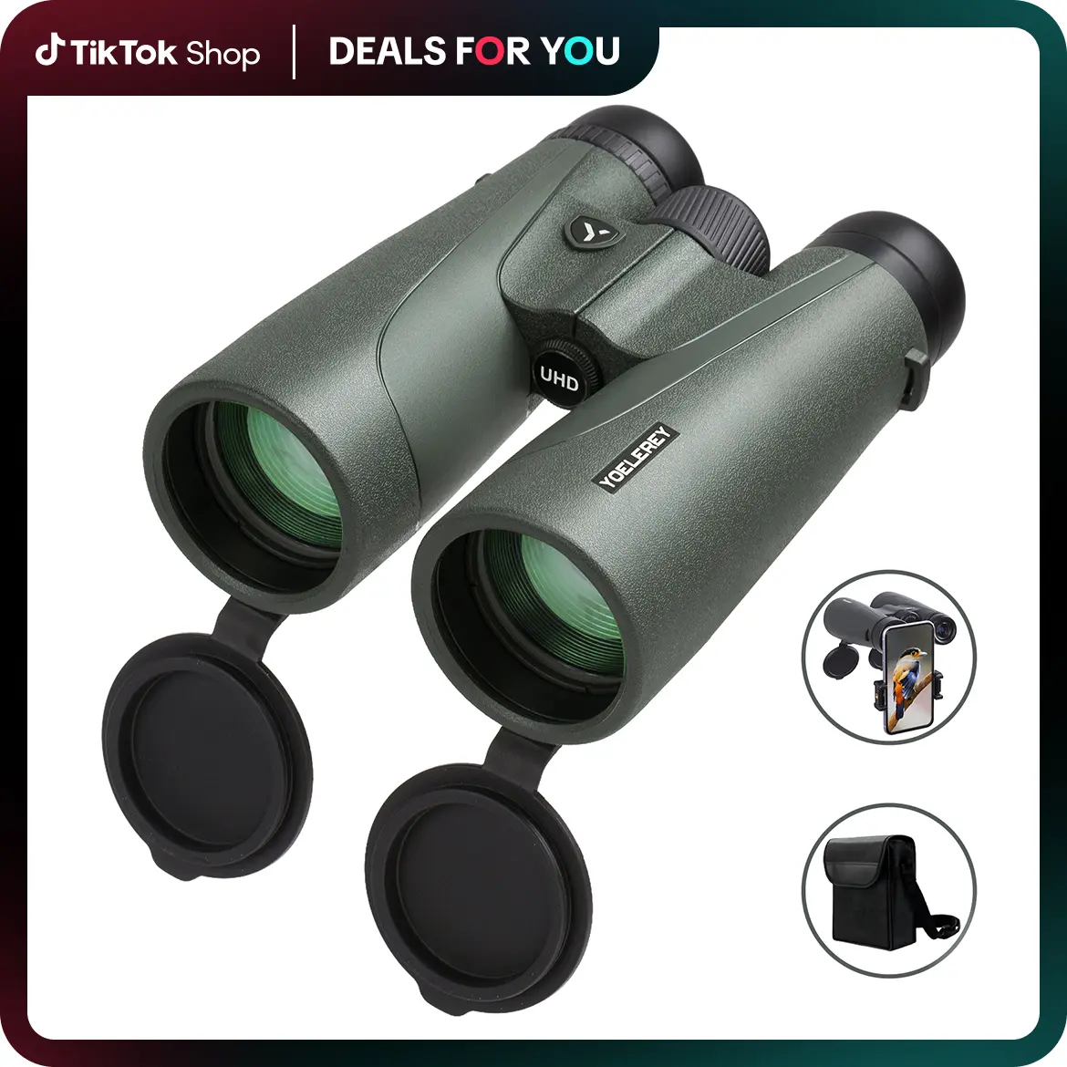 Yoelerey Updated 15x52 UHD High Powered Fully Multi-Coated Binoculars, 23mm Large Eyepieces, BAK4 Prism Low Light Lens, Camping & Bird Watching Essential for Nature Lovers, Camping Equipment, High Powered Binoculars