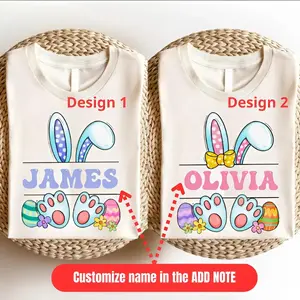 Happy Easter Custom Youth and Adult Shirt, Cute Bunny Youth T-Shirt, Easter Family Trip Shirt, Personalized Easter Shirt, Bunny Lover Tee, easter day shirt, toddler clothes, youth clothing, gift for son and daughter, summer outfit, birthday gift