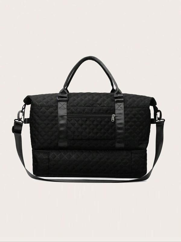 Letter Patched Design Large Capacity Durable Travel Bag, Lightweight Portable Folding Duffel Bag, Multi-function Dry & Wet Separation Bag for Travel, Traveling Bag