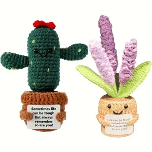2PCS Handmade Emotional Support Cactus & Lavender - Mother's Day Gift for Mom - Room Decor for Women - Easter Basket Stuffer 2026 - Bedroom Decor - Best Friend Birthday Gift - Mini Gifts - Aesthetic House Decor Items