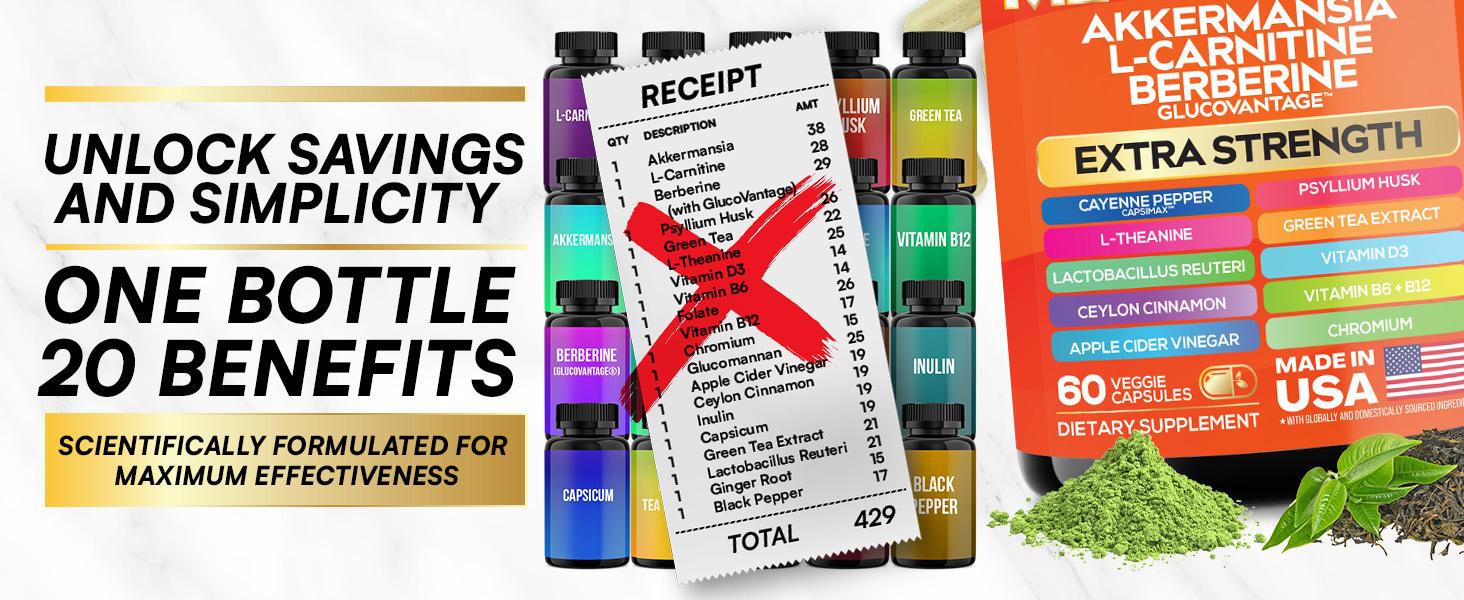 Parrox Metaboost - Natural Metabolism Supplement with Berberine, L-Carnitine, L-Theanine & 20+ Extra Strength Ingredients - Fitness, Balanced Gut, & Digestive Health - Made in USA