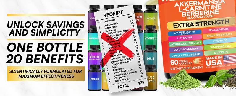 Parrox Metaboost - Natural Metabolism Supplement with Berberine, L-Carnitine, L-Theanine & 20+ Extra Strength Ingredients - Fitness, Balanced Gut, & Digestive Health - Made in USA