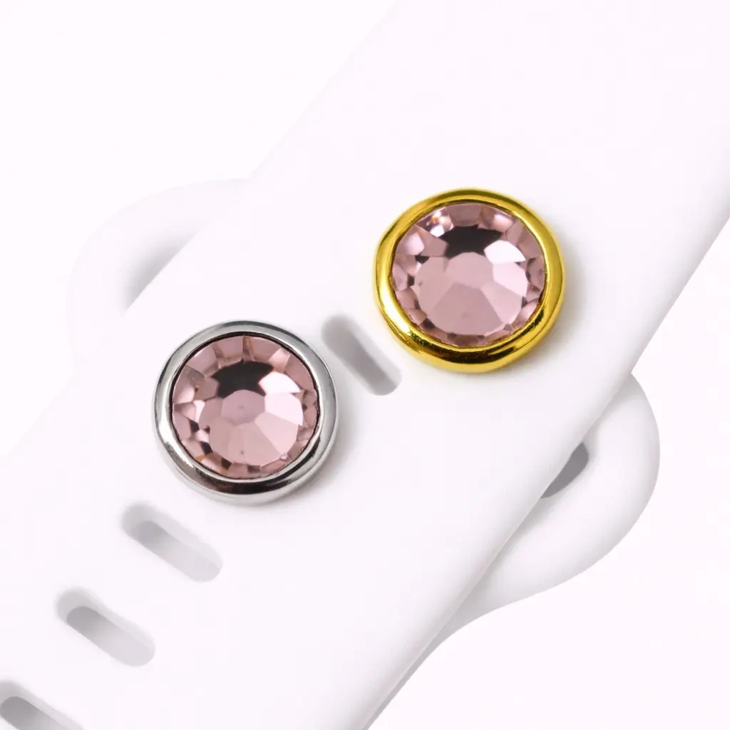 Pink Stone Jewelry Charm for Silicone Snap-On Watchband Comfortable Stylish Accessory