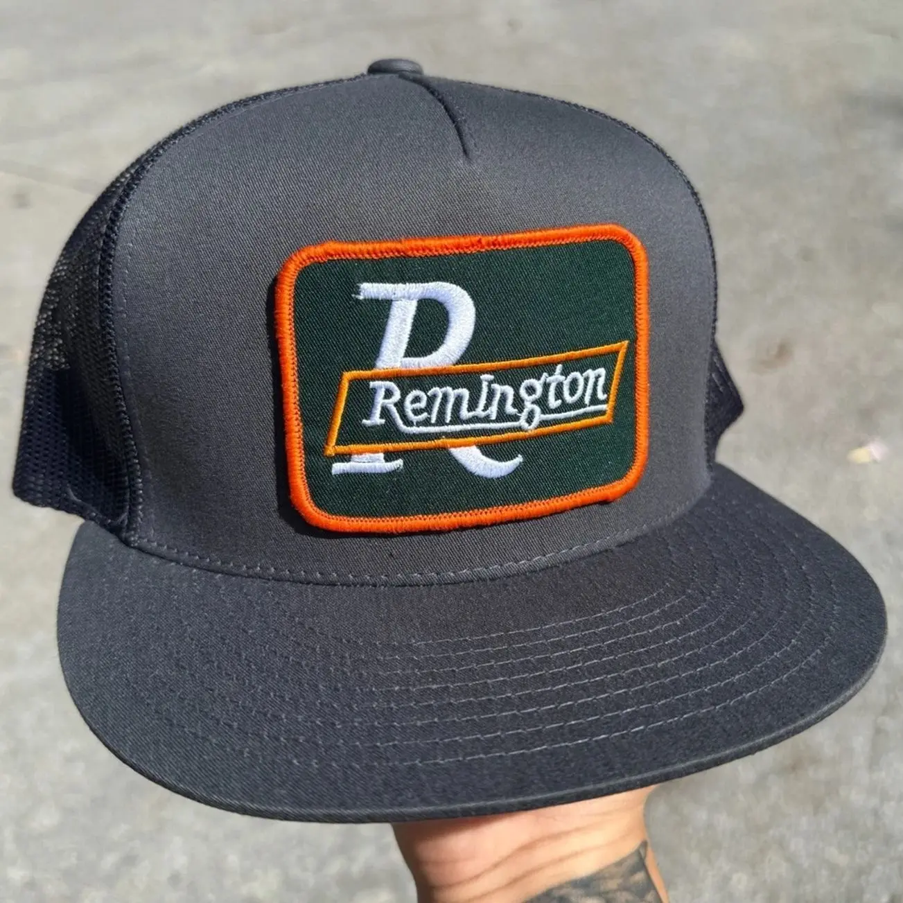 Remington Patch on Trucker Hat, Classic Snapback Cap 10 colors