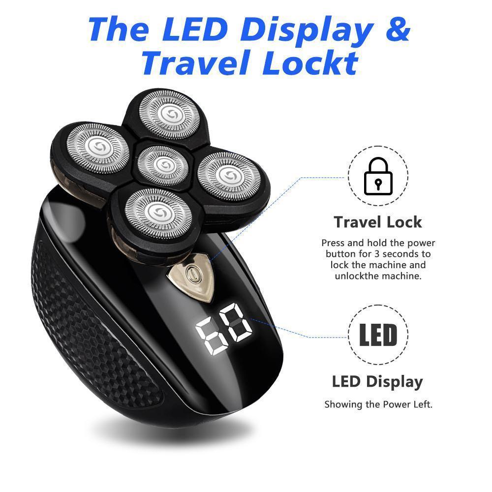 5 in1 Head Shavers for Bald Men,Rotary Electric Shaver Rechargeable Bald Head Hair Beard Trimmer Razor,5D Electric Razor 5 in1 Head Shavers for Bald Men,Rotary Electric Shaver Rechargeable Bald Head Hair Beard Trimmer Razor,5D Electric Razor